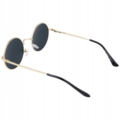 Okulary Lenonki złoto-czarne przeciwsłoneczne hippie retro T3310