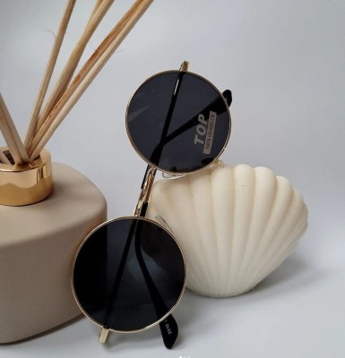 Okulary Lenonki złoto-czarne przeciwsłoneczne hippie retro T3310