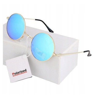 Okulary Lenonki przeciwsłoneczne polaryzacyjne okrągłe POL-3310D