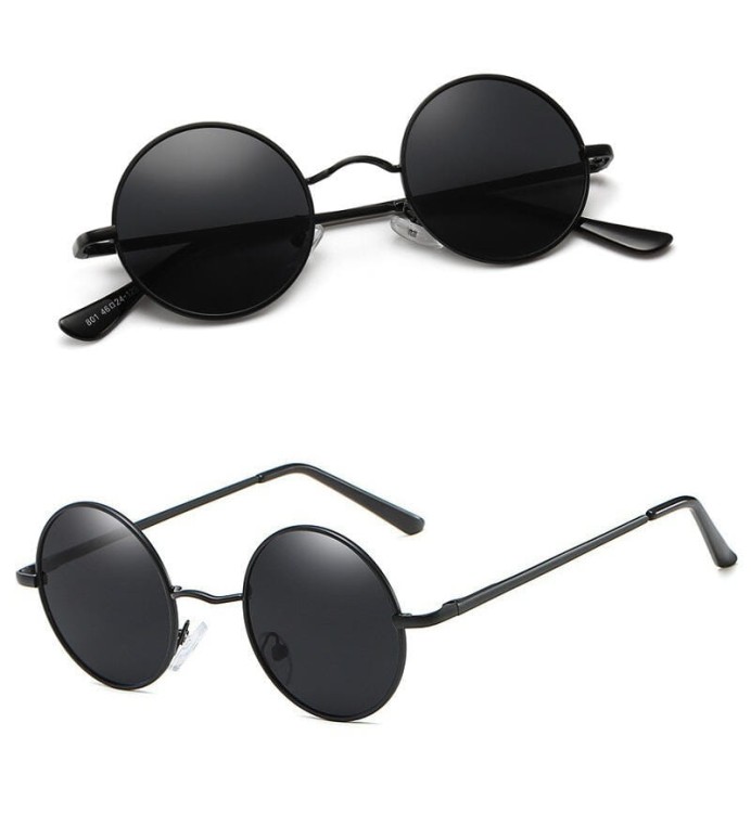 Czarne okulary Lenonki przeciwsłoneczne polaryzacyjne okrągłe POL-3310