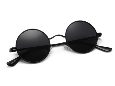 Czarne okulary Lenonki przeciwsłoneczne polaryzacyjne okrągłe POL-3310