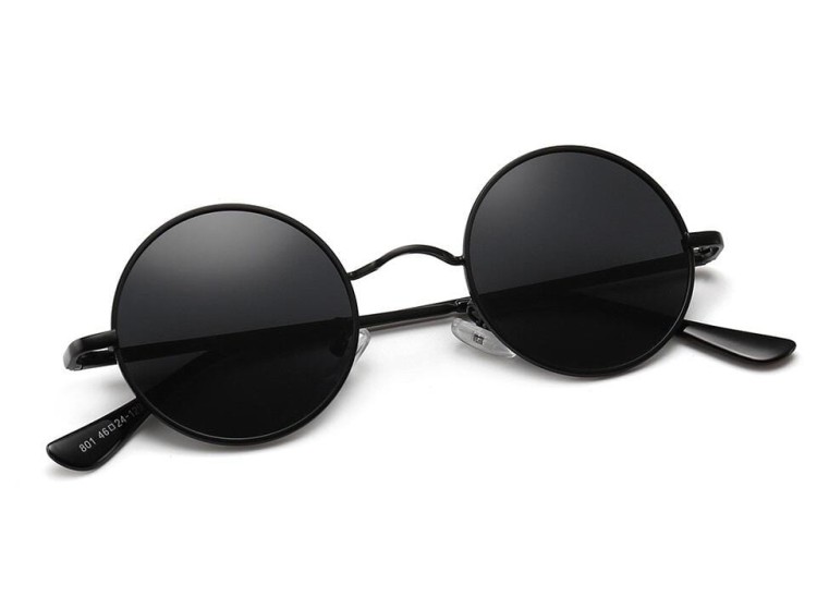 Czarne okulary Lenonki przeciwsłoneczne polaryzacyjne okrągłe POL-3310