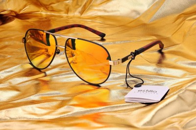 Męskie okulary pilotki przeciwsłoneczne z polaryzacją lustrzanki ESTILLO EST-615-8 black/red