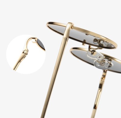 Złote okulary Lenonki przeciwsłoneczne polaryzacyjne okrągłe POL-3310A