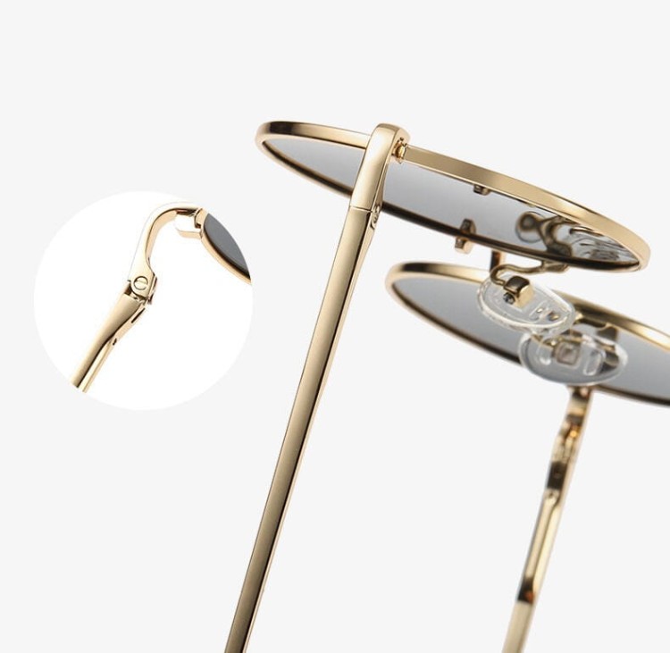 Złote okulary Lenonki przeciwsłoneczne polaryzacyjne okrągłe POL-3310A