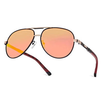 Męskie okulary pilotki przeciwsłoneczne z polaryzacją lustrzanki ESTILLO EST-615-8 black/red