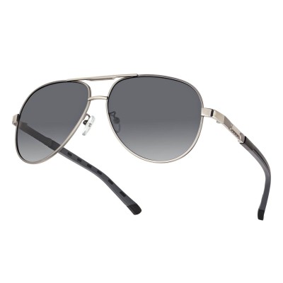 Męskie okulary pilotki przeciwsłoneczne z polaryzacją ESTILLO EST-615-3 silver/black