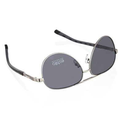 Męskie okulary pilotki przeciwsłoneczne z polaryzacją ESTILLO EST-615-3 silver/black