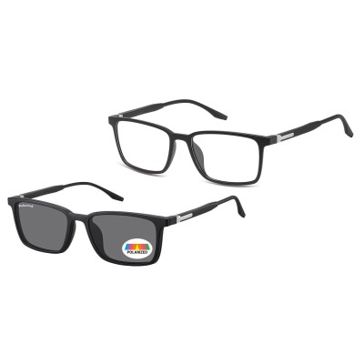 Prostokątne okulary pod korekcję z polaryzacyjną Nakładką przeciwsłoneczną na magnes CLIP-TRC-185-1