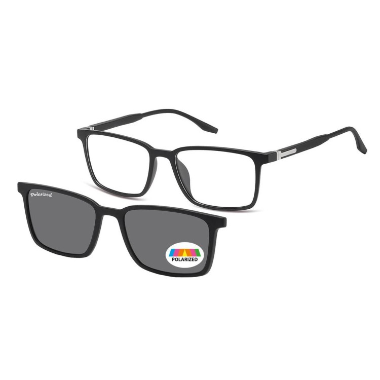Prostokątne okulary pod korekcję z polaryzacyjną Nakładką przeciwsłoneczną na magnes CLIP-TRC-185-1