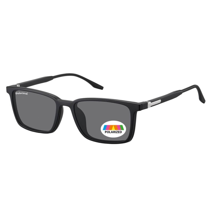Prostokątne okulary pod korekcję z polaryzacyjną Nakładką przeciwsłoneczną na magnes CLIP-TRC-185-1
