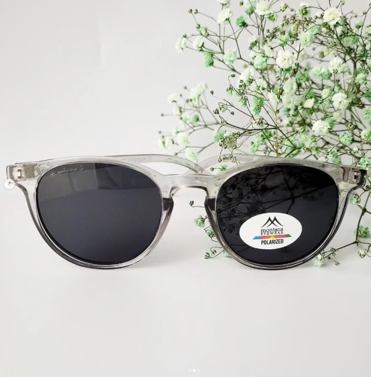 Transparentne okulary Lenonki przeciwsłoneczne z polaryzacją okrągłe MP75B