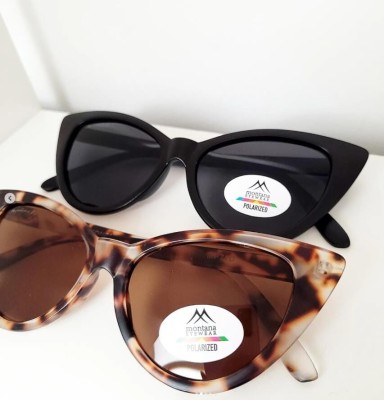 Czarne damskie okulary przeciwsłoneczne z polaryzacją Kocie Oczy MP71