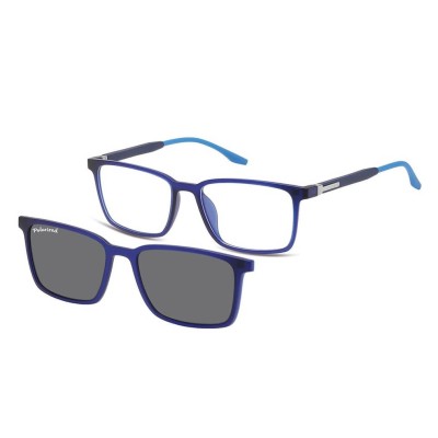 Prostokątne okulary pod korekcję z polaryzacyjną Nakładką przeciwsłoneczną na magnes CLIP-TRC-185B-1