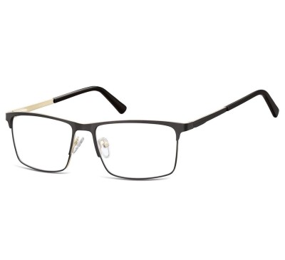 Okulary zerówki korekcyjne Nerd Prostokątne Flex 909F czarno-złote