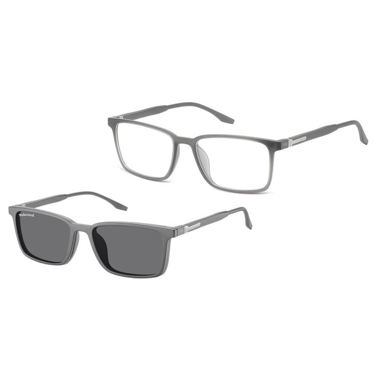Prostokątne okulary pod korekcję z polaryzacyjną Nakładką przeciwsłoneczną na magnes CLIP-TRC-185C-1