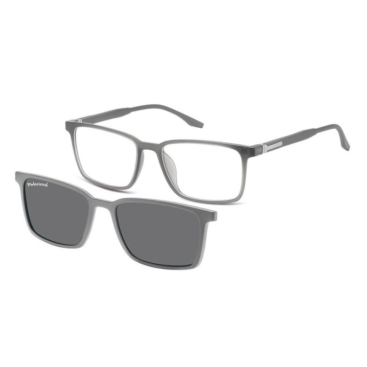 Prostokątne okulary pod korekcję z polaryzacyjną Nakładką przeciwsłoneczną na magnes CLIP-TRC-185C-1