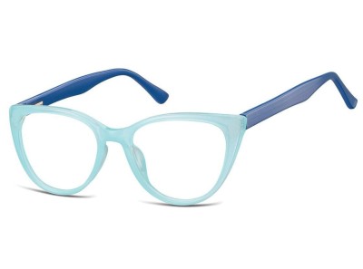 Okulary oprawki optyczne zerówki korekcyjne kocie oczy Sunoptic CP113B błękitno-niebieskie