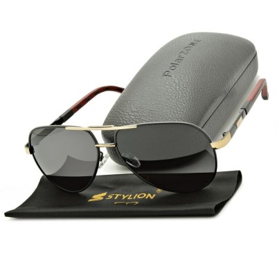 Duże męskie okulary przeciwsłoneczne pilotki z polaryzacją i filtrem UV400 POL-117AV PolarZone