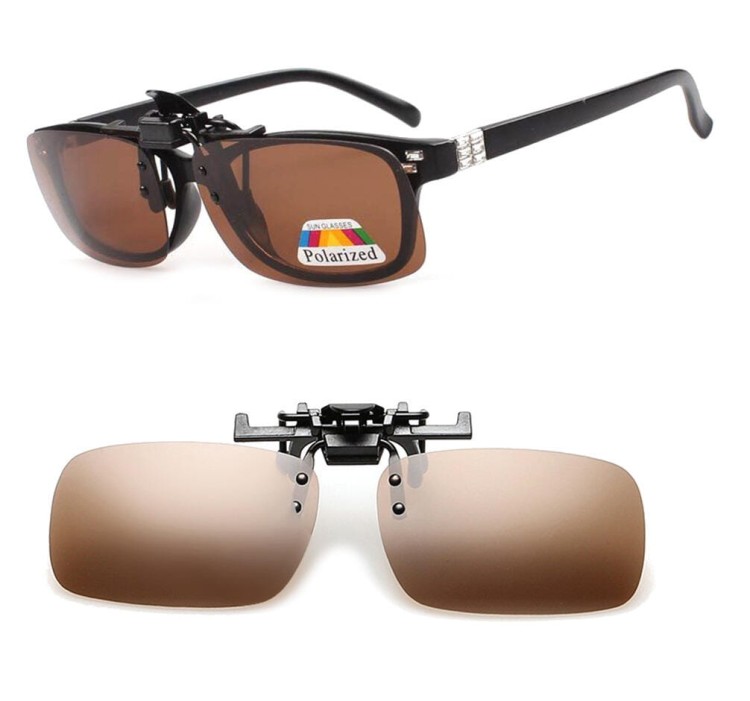 Brązowe nakładki przeciwsłoneczne polaryzacyjne na okulary korekcyjne NA-172