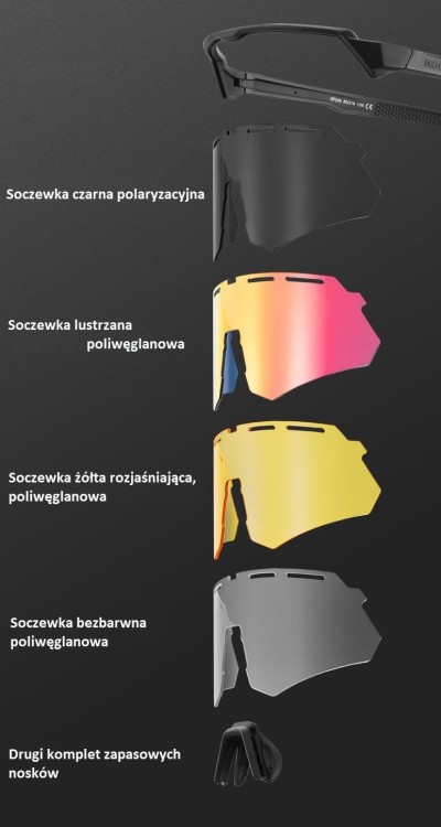 Okulary przeciwsłoneczne rowerowe - 4 wymienne soczewki + wkładka korekcyjna