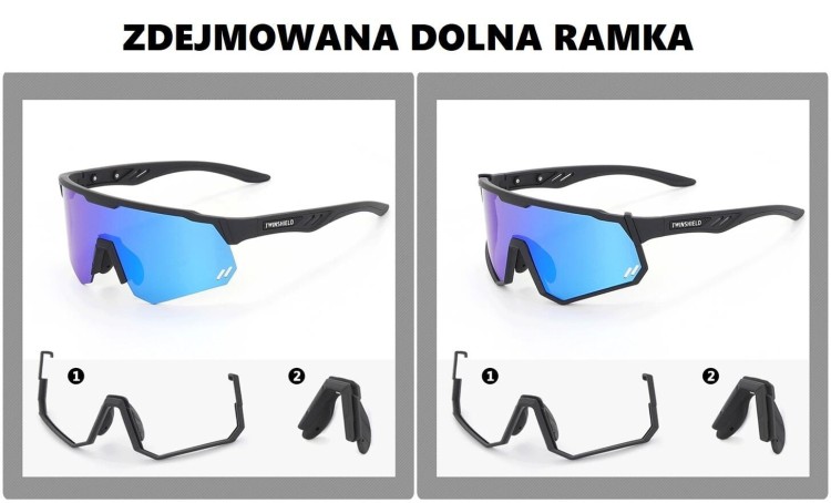Okulary przeciwsłoneczne rowerowe + ramka korekcyjna STW-C12