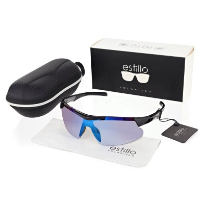 Okulary sportowe przeciwsłoneczne z polaryzacją lustrzane ESTILLO EST-412-10 blue/black
