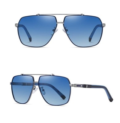 Niebieskie Męskie Przeciwsłoneczne okulary z polaryzacją Pilotki 25118B