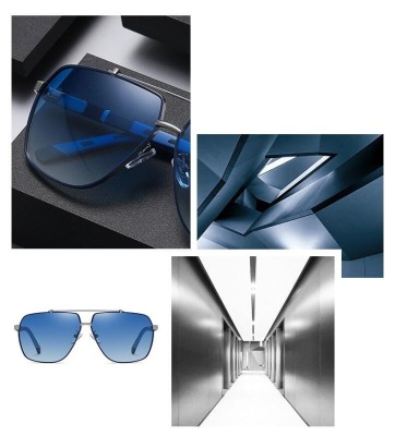 Niebieskie Męskie Przeciwsłoneczne okulary z polaryzacją Pilotki 25118B