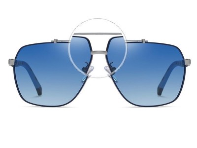 Niebieskie Męskie Przeciwsłoneczne okulary z polaryzacją Pilotki 25118B