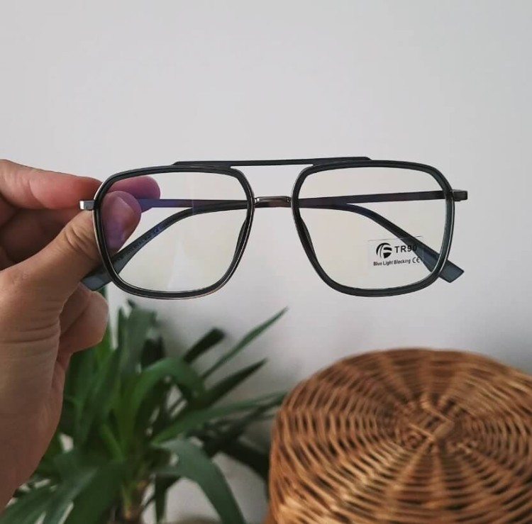Gotowe pilotki okulary zerówki do komputera z filtrem BLUE Light 25120A granat/srebrny