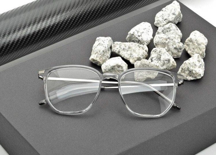 Plusy +1.25 szare okulary do czytania kwadratowe korekcyjne ST322