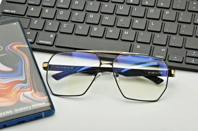 Męskie okulary pilotki zerówki do komputera BLF filtr EST-130K-16 Estillo