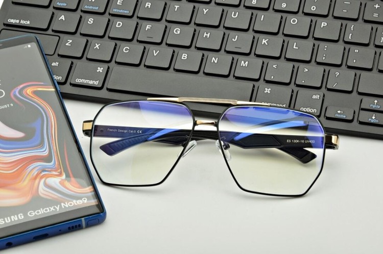 Męskie okulary pilotki zerówki do komputera BLF filtr EST-130K-16 Estillo