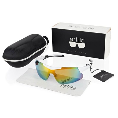 Okulary sportowe przeciwsłoneczne z polaryzacją lustrzane ESTILLO EST-412A-8 white/orange