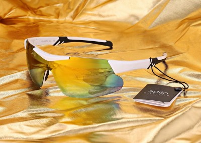 Okulary sportowe przeciwsłoneczne z polaryzacją lustrzane ESTILLO EST-412A-8 white/orange