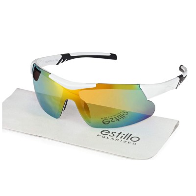 Okulary sportowe przeciwsłoneczne z polaryzacją lustrzane ESTILLO EST-412A-8 white/orange