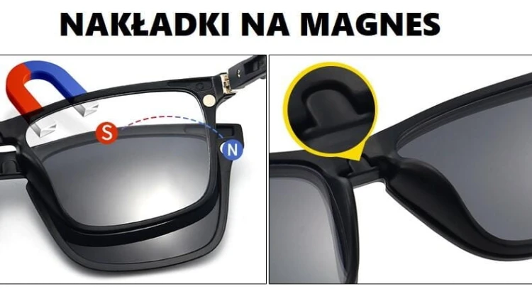 Męskie okulary pod korekcję z nakładką przeciwsłoneczną na magnes TRS101D