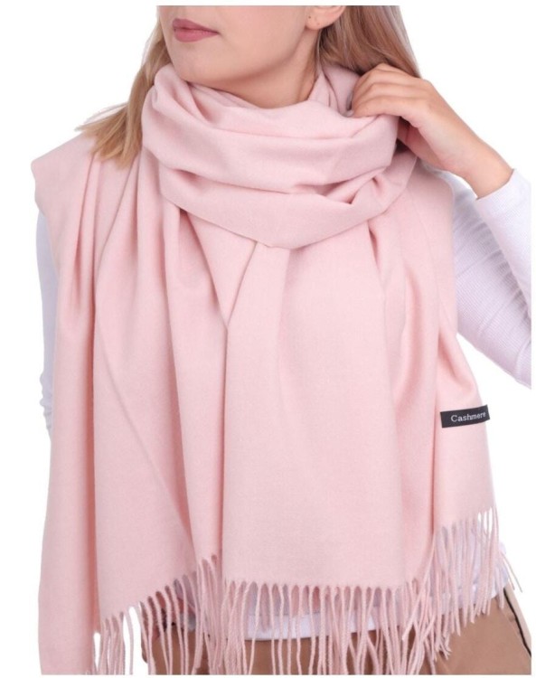Jasny różowy Szalik damski duży cashmere frędzle SZA-71