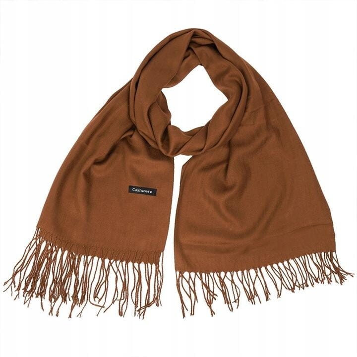 Brązowy szalik damski duży cashmere frędzle SZA-69