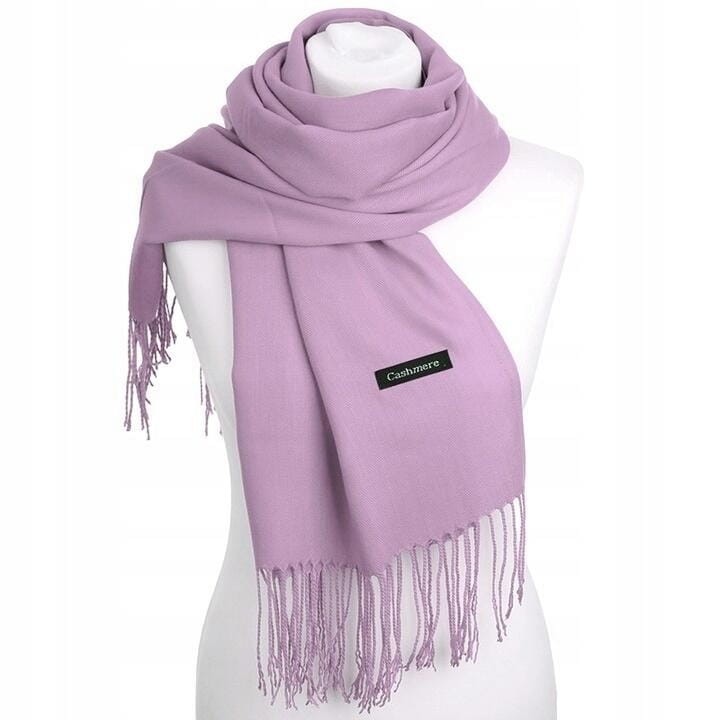 Wrzosowy szalik damski duży cashmere frędzle SZA-72
