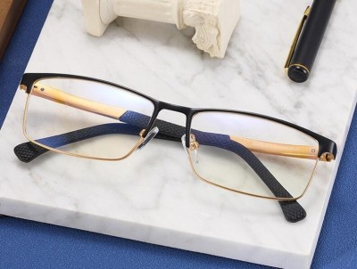 Męskie aluminiowe okulary zerówki do komputera BLUE LIGHT black-gold 25125C