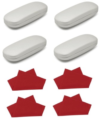 ZESTAW 8 PRODUKTÓW - 4x Etui na okulary srebrne + 4x Ściereczka z mikrofibry