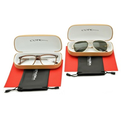 ZESTAW 6 PRODUKTÓW - 2x Etui na okulary beżowe + 2x Ściereczka z mikrofibry + 2x Pokrowiec