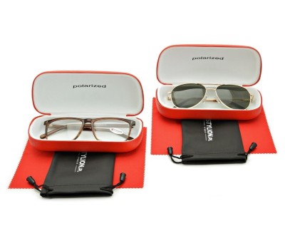 ZESTAW 6 PRODUKTÓW - 2x Etui na okulary czerwone + 2x Ściereczka z mikrofibry + 2x Pokrowiec