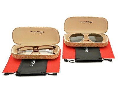 ZESTAW 6 PRODUKTÓW - 2x Etui na okulary korkowe + 2x Ściereczka z mikrofibry + 2x Pokrowiec