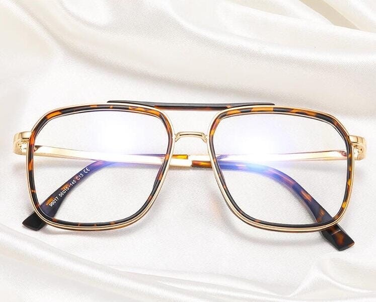 Gotowe pilotki okulary zerówki do komputera z filtrem BLUE Light 25120B panterka/złoty