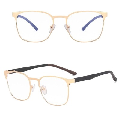 Solidne okulary zerówki do komputera BLUE LIGHT złoto-czarne z flexami 25126A