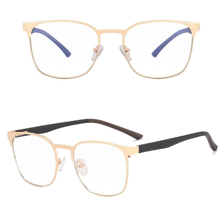 Solidne okulary zerówki do komputera BLUE LIGHT złoto-czarne z flexami 25126A