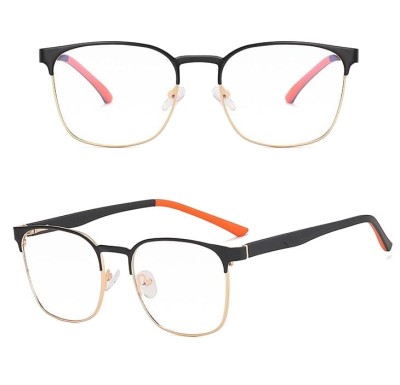 Solidne okulary zerówki do komputera BLUE LIGHT czarno-złote z flexami 25126C